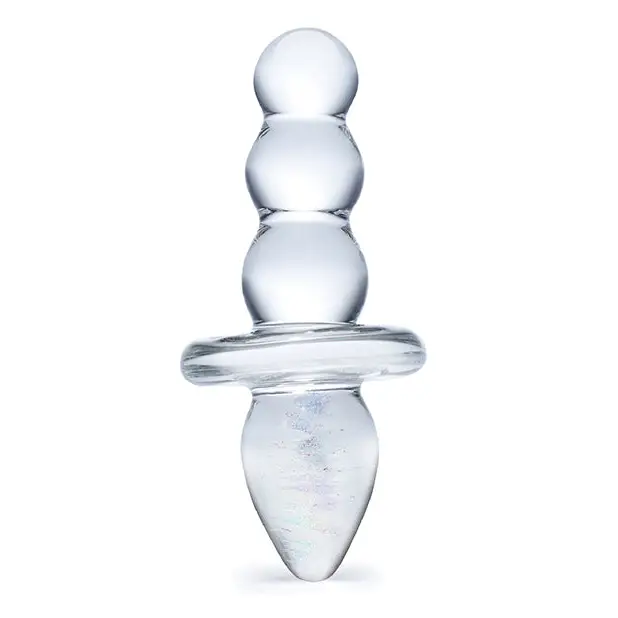 Glas 4.5 in. Titus Beaded Butt Plug - Clear - Butt Plug