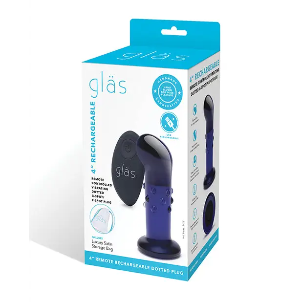 Glas 4 in. Rechargeable Remote-Controlled Vibrating Dotted G-Spot/P-Spot Plug - Butt Plug