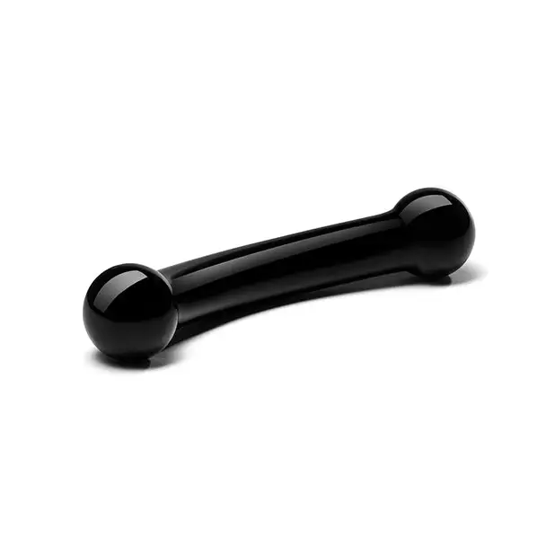 Glas 5.5 in. Double Bull Dual-Ended Glass Dildo Black - Double Ended Dildo