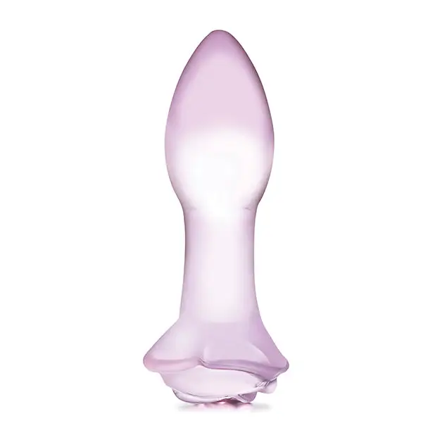 Glas 5 in. Rosebud Glass Butt Plug - Pink - Butt Plug