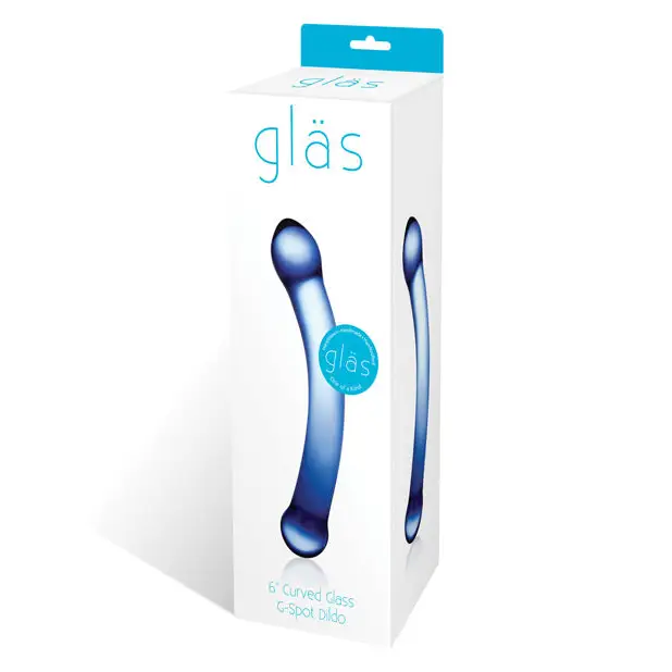 Glas 6 in. Curved G-Spot Glass Dildo Blue - Realistic Dildo