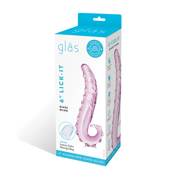 Glas 6 in. Lick-It Glass Dildo Pink - Realistic Dildo