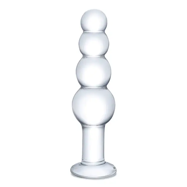 Glas 7.25 in. Glass Beaded Butt Plug - Clear - Anal Beads