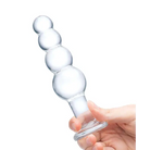 Glas 7.25 in. Glass Beaded Butt Plug - Clear - Anal Beads