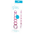 Quintessence beaded anal slider glass toy in packaging with ring handle