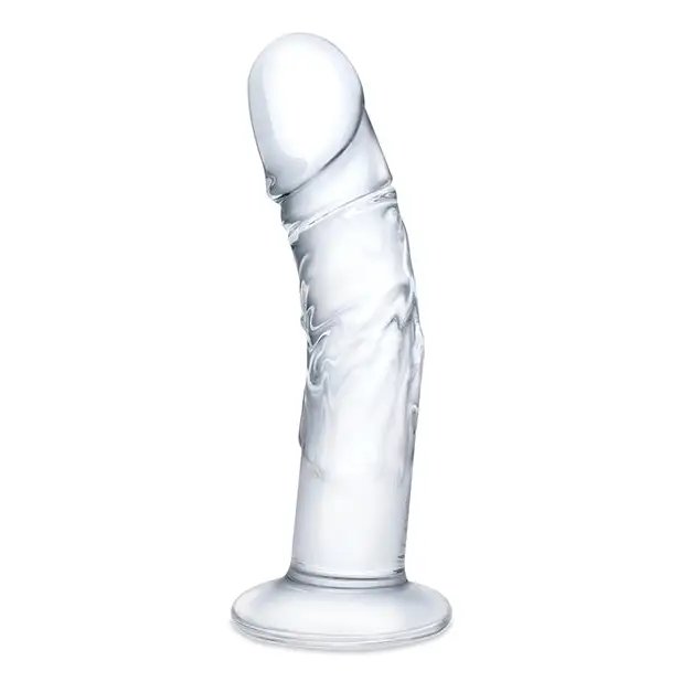 Glas 7 in. Curved Realistic Glass Dildo with Veins - Realistic Dildo