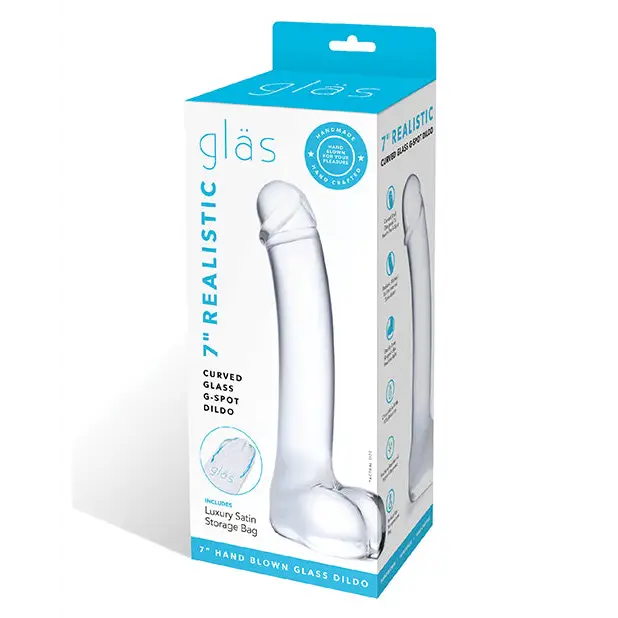 Glas 7 in. Realistic Curved Glass G-Spot Dildo - Realistic Dildo