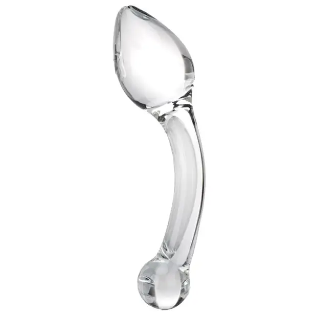 Glas 8 in. Pure Indulgence Anal Slider Prostate Stimulating Glass Dildo - Clear - Plain Dildo