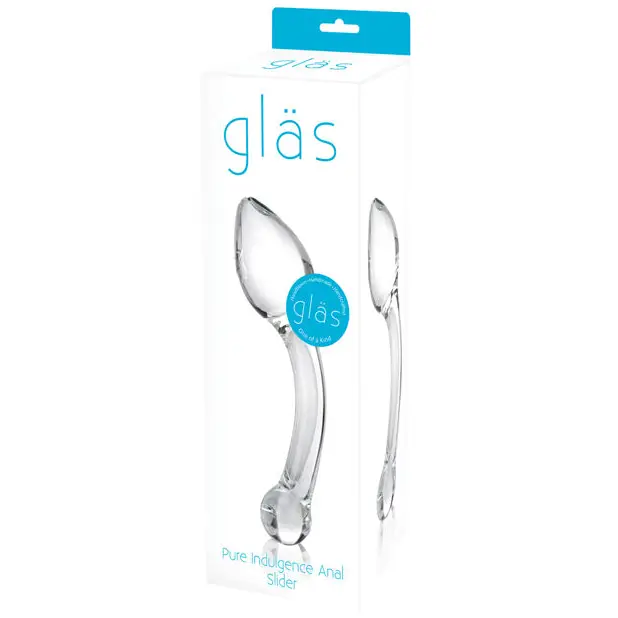 Glas 8 in. Pure Indulgence Anal Slider Prostate Stimulating Glass Dildo - Clear - Plain Dildo