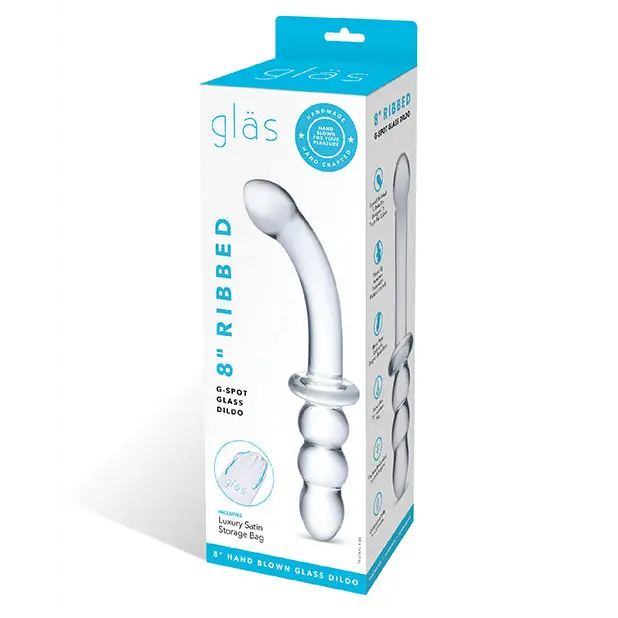 Glas 8 in. Ribbed G-Spot Glass Dildo - Realistic Dildo