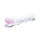 Glas 8 in. Sweetheart Glass Dildo with Pink Heart-Shaped Handle - Realistic Dildo