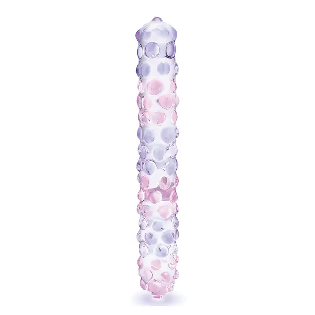 Glas 9 in. Purple Rose Nubby Glass Dildo - Double Ended Dildo