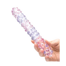 Glas 9 in. Purple Rose Nubby Glass Dildo - Double Ended Dildo