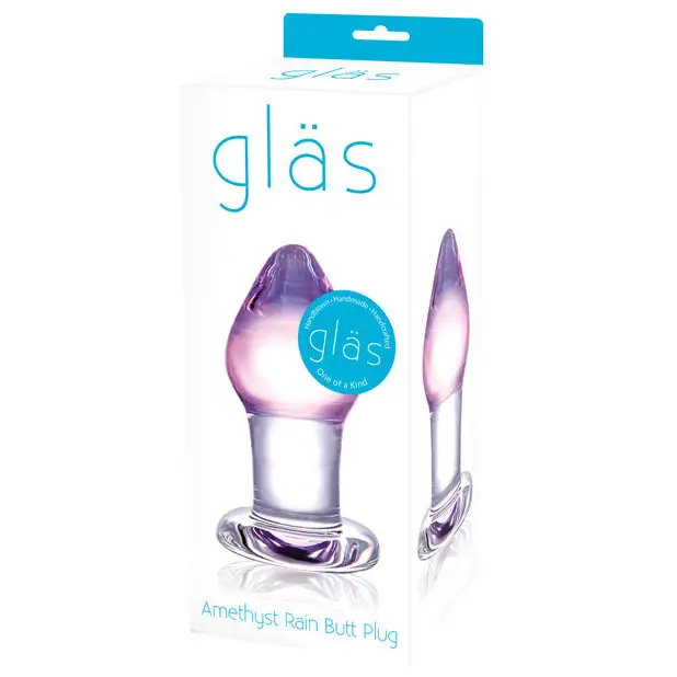 Glas Amethyst Rain 3.25 in. Butt Plug - Butt Plug