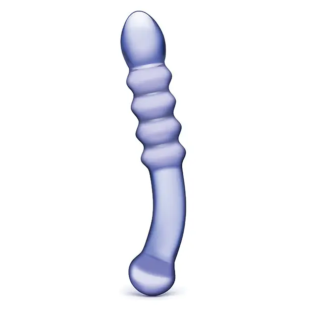 Glas Purple Rain Ribbed Glass Dildo - Dongs & Dildos