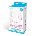 Glas Rosebud 3-Piece Glass Anal Plug Set - Pink - Butt Plug