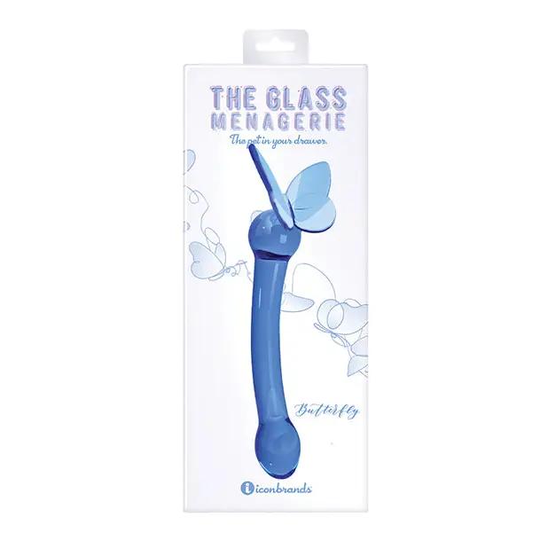 Glass Menagerie Butterfly Glass G Spot Dildo - Dark Blue - Dongs & Dildos