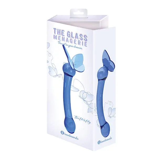 Glass Menagerie Butterfly Glass G Spot Dildo - Dark Blue - Dongs & Dildos