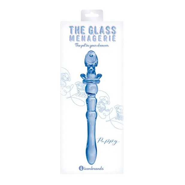 Glass Menagerie Puppy Glass Dildo - Dark Blue - Dongs & Dildos