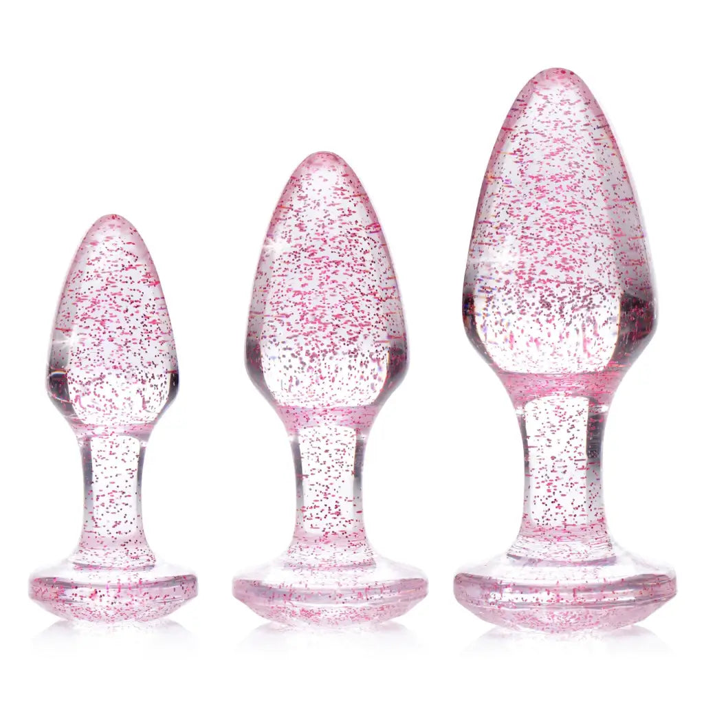 Booty Sparks Plug Pink Glitter Gem Anal Plug Set at the Haus of Shag