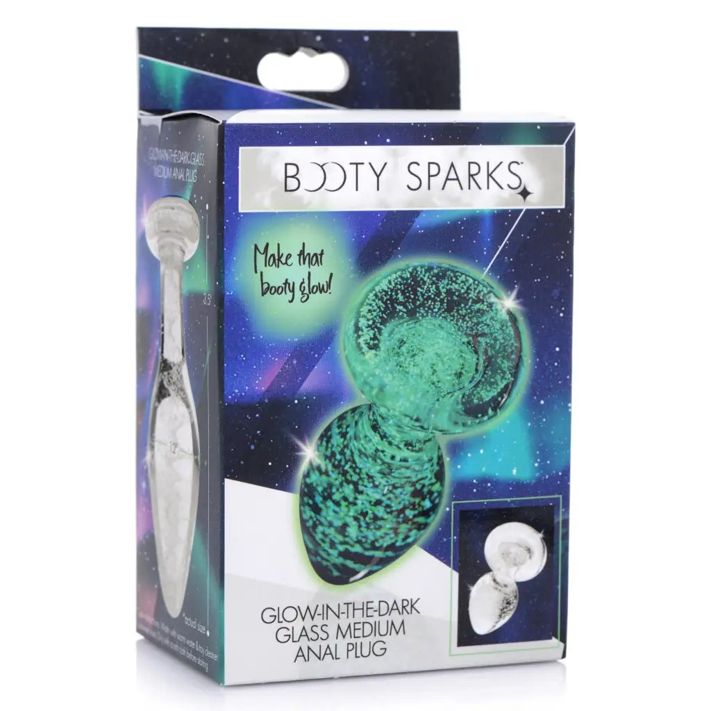 Booty Sparks Plug Glow-in-the-dark Glass Anal Plug at the Haus of Shag