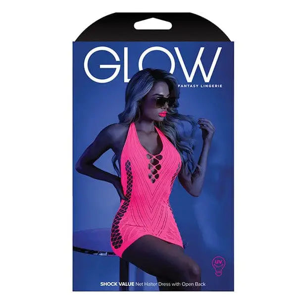 Fantasy Lingerie Dress Glow 'Shock Value' Black Light Net Halter Dress by Fantasy Lingerie at the Haus of Shag