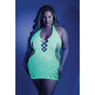 Fantasy Lingerie Dress One Size Fits Most (Queen) / Green Glow 'Shock Value' Black Light Net Halter Dress by Fantasy Lingerie at the Haus of Shag