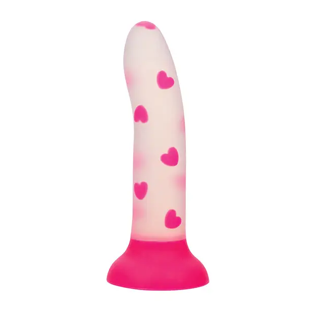 Glow Stick Heart Suction Cup Glow-in-the-Dark Dildo - Pink - Dongs & Dildos