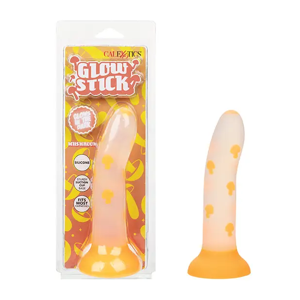 Glow Stick Mushroom Suction Cup Glow-in-the-Dark Dildo - Orange - Dongs & Dildos