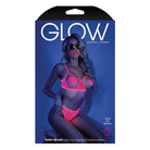 Packaging for GLOW Fantasy Lingerie neon pink open cup bra & crotchless panties set