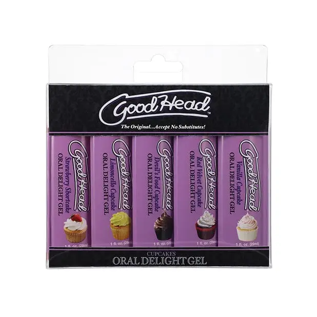 Doc Johnson Sexual Enhancers Goodhead Cupcake Oral Delight Gel - Asst. Flavors Pack Of 5 at the Haus of Shag