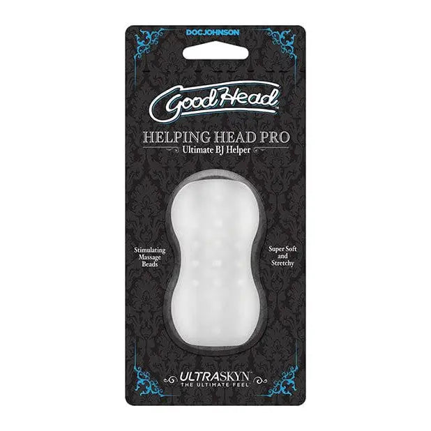 GoodHead Helping Head Pro: White peanut-shaped massage device in retail blister packaging