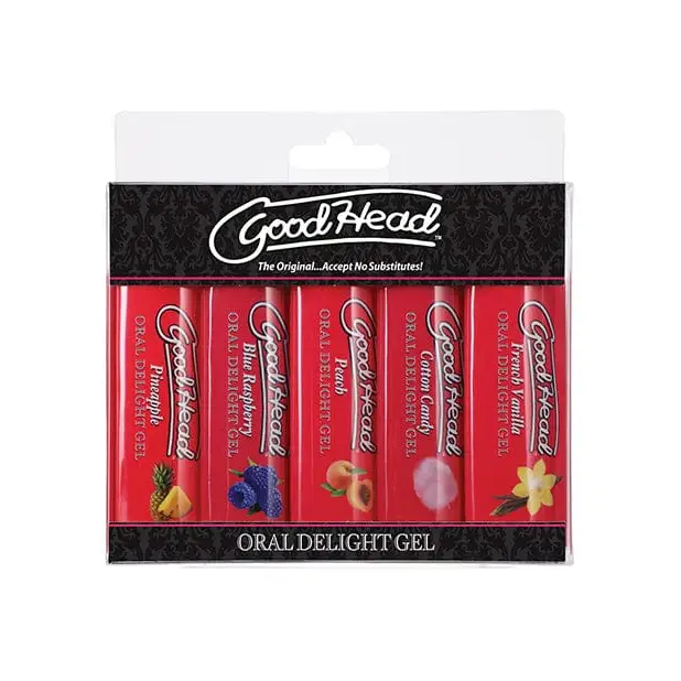 Doc Johnson Sexual Enhancers Goodhead Oral Delight Gel - 1 Oz Asst. Flavors Pack Of 5 at the Haus of Shag