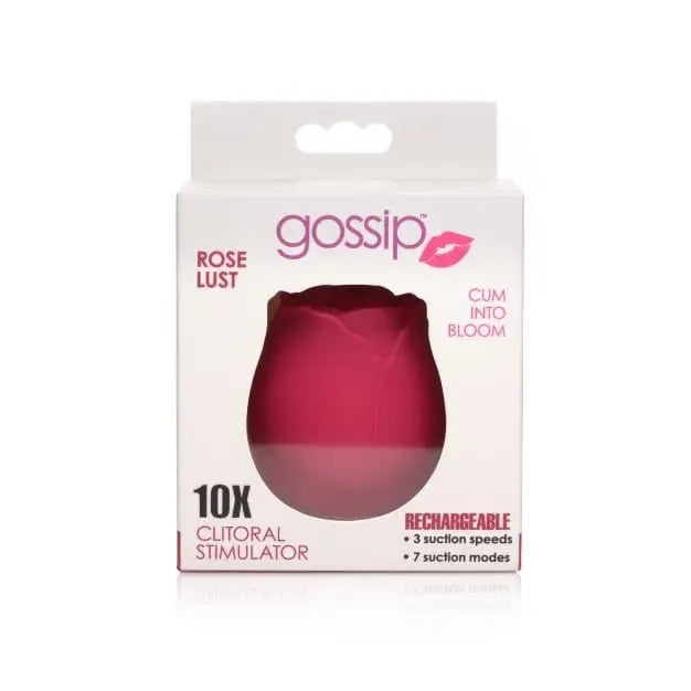 Rose-shaped rechargeable silicone clitoral stimulator in pink packaging for enhanced pleasure