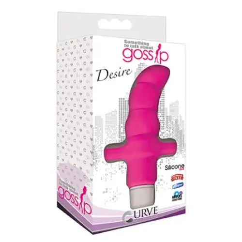 Gossip Desire Silicone Waterproof Magenta Pleasure Device with Curved Shape and Multiple Functions