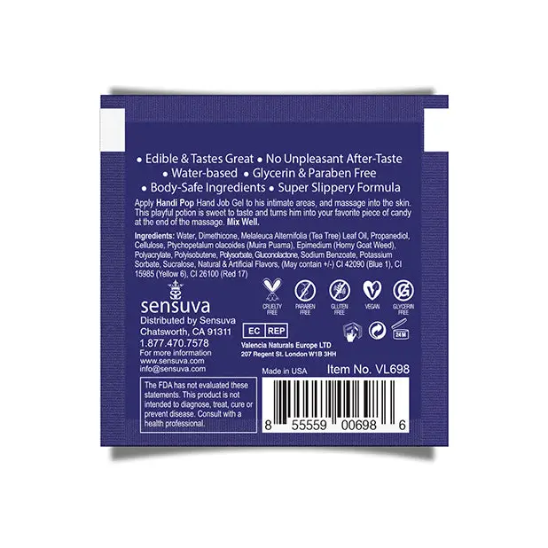 Handipop Hand Job Massage Gel Single Use Packet - 6 Ml Blueberry Muffin - Lubricant Sampler