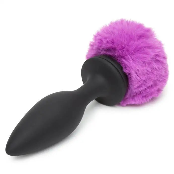 Happy Rabbit Tail Plug Black Happy Rabbit Large Vibrating Bunny Tail Butt Plug at the Haus of Shag