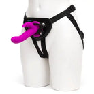 Happy Rabbit Strap On Kit Happy Rabbit Rechargeable Silicone Vibrating Strap-On Harness Set Purple at the Haus of Shag