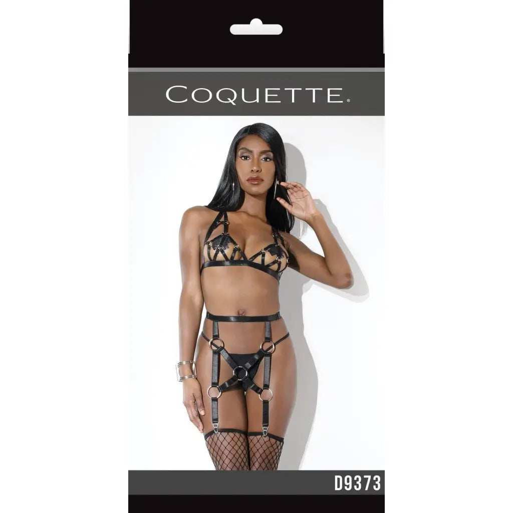 Coquette Lingerie Set Harness Bra & Garter Belt O/s at the Haus of Shag