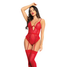 Heart Lace Underwire Bodysuit Red - Small/Medium - Bodysuit