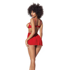 Heart Open Cup Babydoll & G-string Red - Babydoll