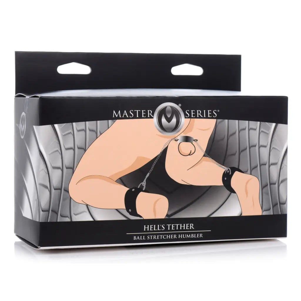 Master Series Hell’s Tether Ball Stretcher packaging – BDSM restraint device display