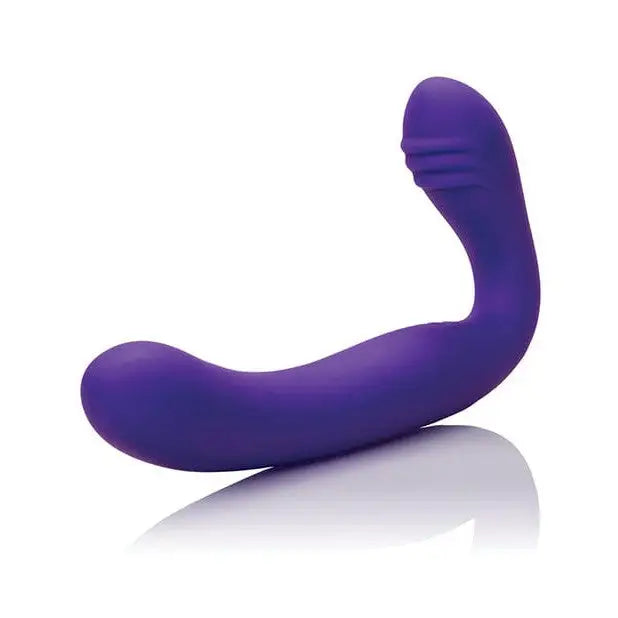 Purple silicone Love Rider strapless strap with a curved shape by CalExotics