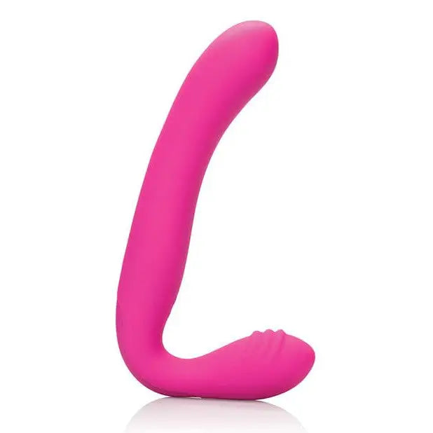 Curved pink silicone Love Rider Strapless Smooth Surface Massager from CalExotics