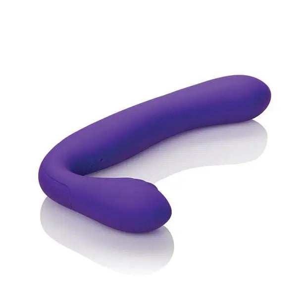 Purple curved silicone Love Rider Strapless personal massager, Her Royal Harness by CalExotics