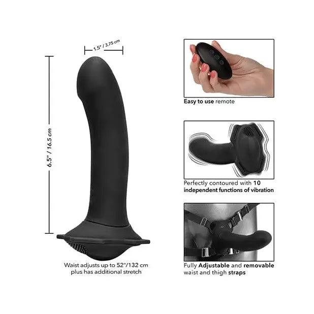 Her Royal Harness Me2 Remote Rumbler - Black silicone sex toy with straps and remote control