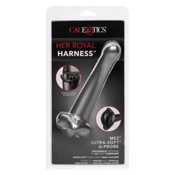 Silver-colored Her Royal Harness Me2 Ult Soft G Probe in retail packaging for intimate pleasure