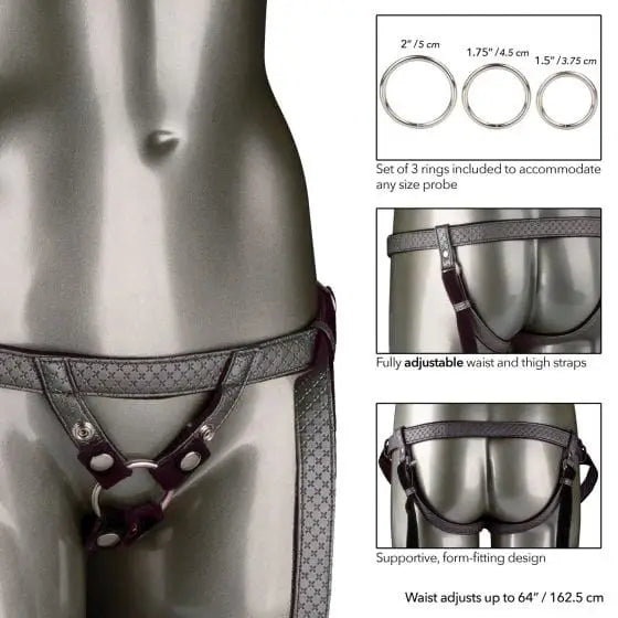 Her Royal Harness The Regal Duchess Pewter - Adjustable Strap-On with Interchangeable Rings