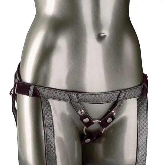 Her Royal Harness The Regal Duchess Pewter leather harness with a ring attachment around hips