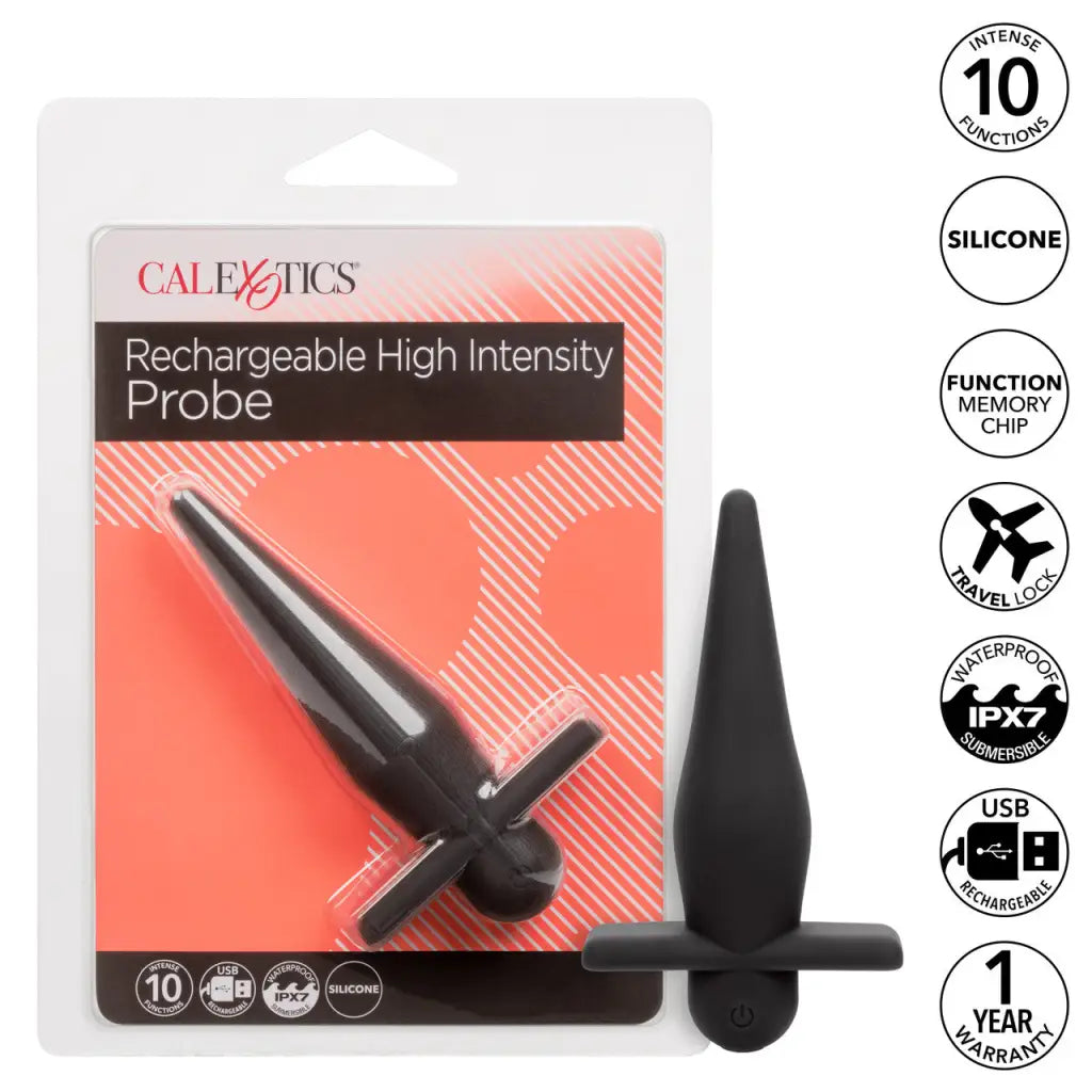 High Intensity Probe Black Rechargeable - Powered Butt Plug